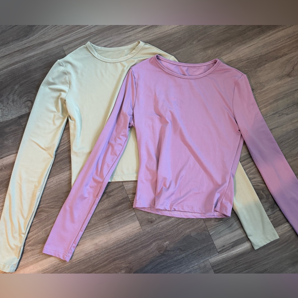 Pink and Green Long Sleeve Tops